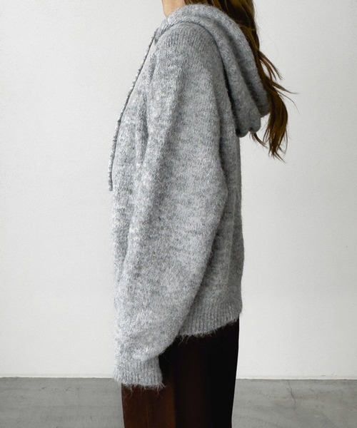 CANAL JEAN（キャナルジーン）の「El mar　ヘアリーパーカーニット（ニット/セーター・レディース・グレー/ブルー・ONE SIZE）」の3枚目の写真