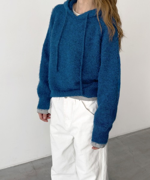 CANAL JEAN（キャナルジーン）の「El mar　ヘアリーパーカーニット（ニット/セーター・レディース・グレー/ブルー・ONE SIZE）」の13枚目の写真