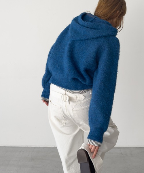 CANAL JEAN（キャナルジーン）の「El mar　ヘアリーパーカーニット（ニット/セーター・レディース・グレー/ブルー・ONE SIZE）」の12枚目の写真