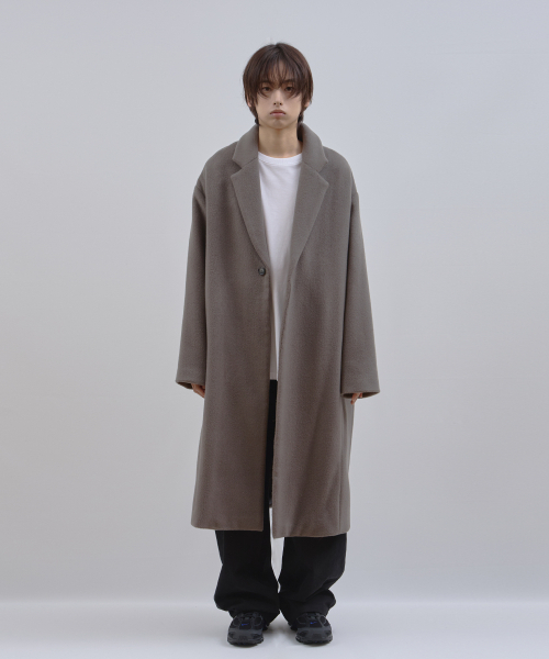LAD EDITION(ラッドエディション)の「ドロップショルダー ロングウールコート_カーキグレー(チェスターコート・メンズ・その他・FREE)」の1枚目の写真