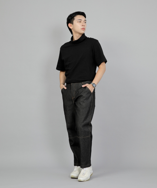 SAINTCREW（セントクルー）の「ワイドカッティングクロップハーフバンドパンツ WCH-327 ブラックデニム BRS（デニムパンツ・メンズ・その他・MEDIUM/LARGE/X-LARGE/XX-LARGE）」の3枚目の写真
