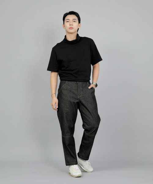 SAINTCREW（セントクルー）の「ワイドカッティングクロップハーフバンドパンツ WCH-327 ブラックデニム BRS（デニムパンツ・メンズ・その他・MEDIUM/LARGE/X-LARGE/XX-LARGE）」の4枚目の写真