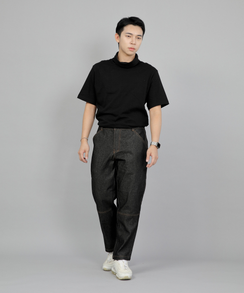 SAINTCREW（セントクルー）の「ワイドカッティングクロップハーフバンドパンツ WCH-327 ブラックデニム BRS（デニムパンツ・メンズ・その他・MEDIUM/LARGE/X-LARGE/XX-LARGE）」の6枚目の写真