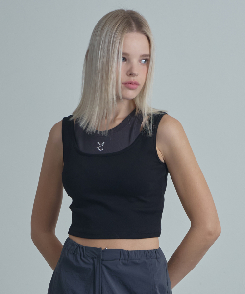 MOIREMOA(モアレモア)の「Double sleeveless top -black(Tシャツ/カットソー・レディース・ブラック・FREE)」の7枚目の写真