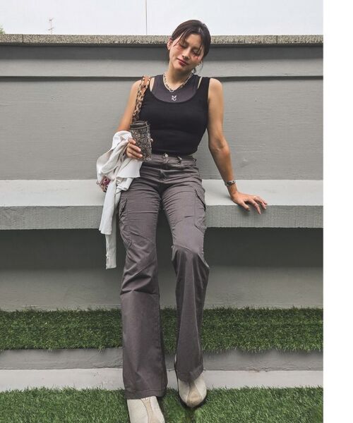 MOIREMOA(モアレモア)の「Double sleeveless top -black(Tシャツ/カットソー・レディース・ブラック・FREE)」の4枚目の写真