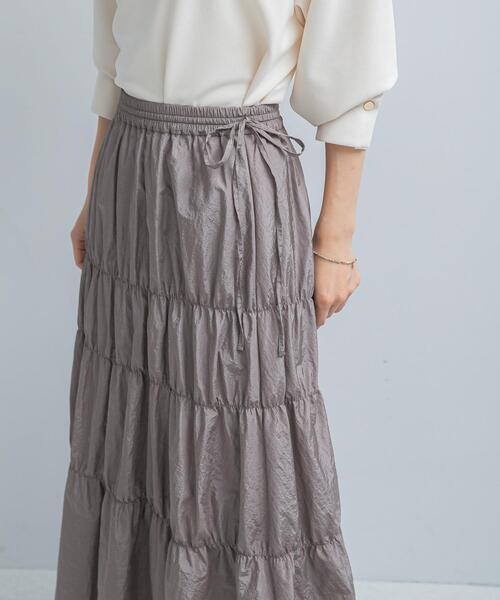 URBAN RESEARCH ROSSO WOMEN（アーバンリサーチ　ロッソ）の「ブライトシャーリングスカート（スカート・レディース・グレー/ブラック・FREE）」の6枚目の写真