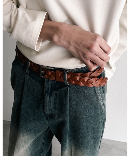 cii（シー）の「BRAID LEATHER BELT / ブレイドレザーベルト（ベルト・メンズ・ブラウン/ブラック・FREE）」の3枚目の写真