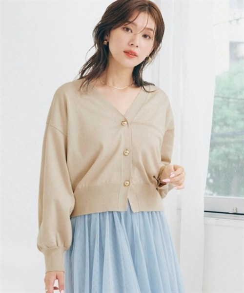 nissen（ニッセン）の「ゴールドボタンVネックニットカーディガン（カーディガン/ボレロ・レディース・グリーン/キナリ/ブラック・S/M/L/LL）」の2枚目の写真