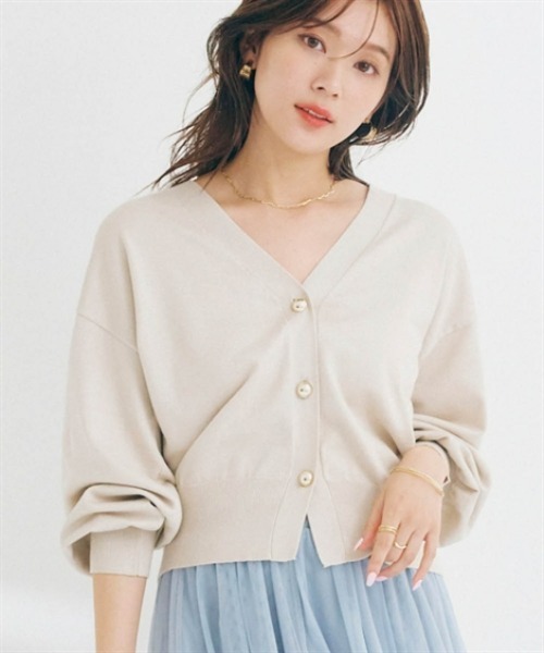 nissen（ニッセン）の「ゴールドボタンVネックニットカーディガン（カーディガン/ボレロ・レディース・グリーン/キナリ/ブラック・S/M/L/LL）」の7枚目の写真