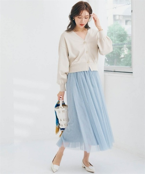 nissen（ニッセン）の「ゴールドボタンVネックニットカーディガン（カーディガン/ボレロ・レディース・グリーン/キナリ/ブラック・S/M/L/LL）」の8枚目の写真