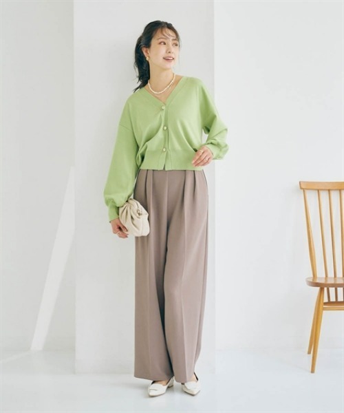 nissen（ニッセン）の「ゴールドボタンVネックニットカーディガン（カーディガン/ボレロ・レディース・グリーン/キナリ/ブラック・S/M/L/LL）」の9枚目の写真