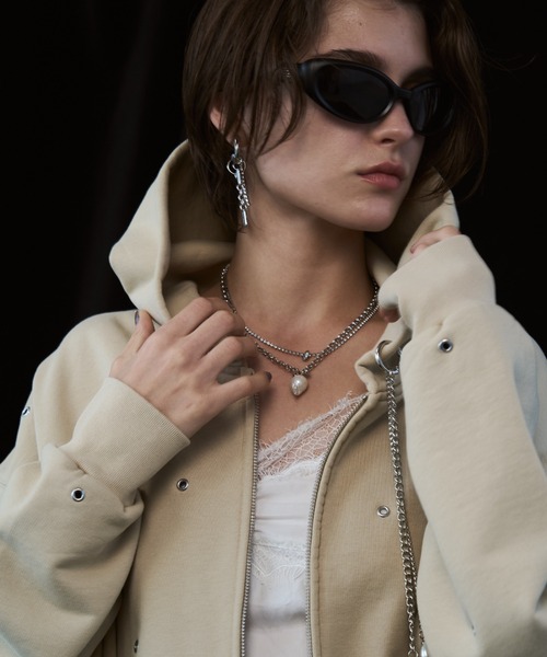 JOSE MOON（ジョゼムーン）の「EYELET OVER HOODIE/アイレットオーバーフーディー（パーカー・レディース・ベージュ/グレー/チャコールグレー・FREE）」の21枚目の写真