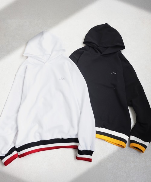 antiqua(アンティカ)の「配色ライン リブ フーディー(パーカー・レディース・ブラック/ホワイト・ML/LXL)」の19枚目の写真