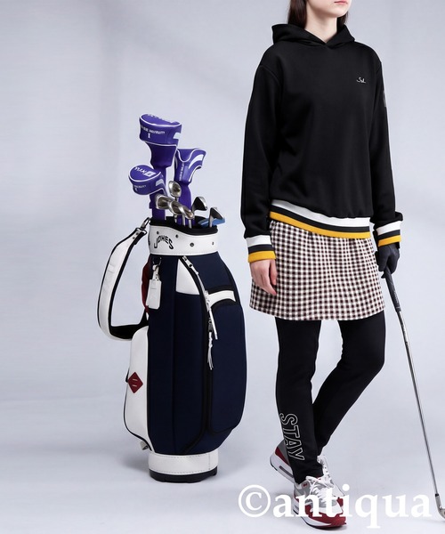 antiqua(アンティカ)の「配色ライン リブ フーディー(パーカー・レディース・ブラック/ホワイト・ML/LXL)」の10枚目の写真