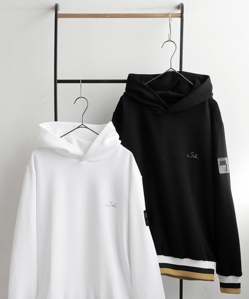 antiqua(アンティカ)の「配色ライン リブ フーディー(パーカー・レディース・ブラック/ホワイト・ML/LXL)」の18枚目の写真
