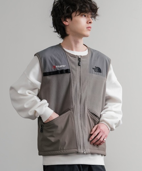 THE NORTH FACE フリースベスト グレー/ベージュ 日本未展開モデル THE NORTH FACE ザ・ノースフェイス LINE-X FLEECE