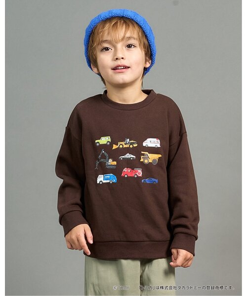 b・ROOM（ビールーム）の「【速乾裏毛】トミカ車集合トレーナー（スウェット・キッズ・トップグレー/ブラック/アイボリー/ダークブラウン・90cm/100cm/110cm/120cm/130cm）」の4枚目の写真