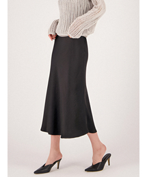 Satin A-line Skirt _Black