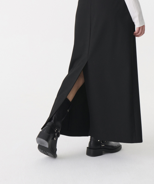 MUSINSA STANDARD WOMAN（ムシンサスタンダードウーマン）の「ウィメンズ ローウエスト ハーフプリーツ マキシスカート [ブラック]（スカート・レディース・その他・SMALL/MEDIUM/LARGE/X-SMALL）」の7枚目の写真