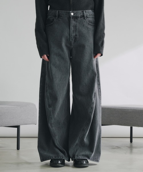 selle glant（セレグランテ）の「HEAVY WEIGHT 3D CURVE DENIM PANTS/ヘビーウェイト3Dカーブデニムパンツ（デニムパンツ・メンズ・グレー/ブラック・SMALL/MEDIUM/LARGE）」の2枚目の写真