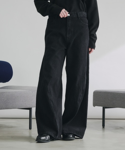 selle glant（セレグランテ）の「HEAVY WEIGHT 3D CURVE DENIM PANTS/ヘビーウェイト3Dカーブデニムパンツ（デニムパンツ・メンズ・グレー/ブラック・SMALL/MEDIUM/LARGE）」の4枚目の写真