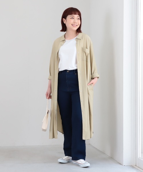 MB mint breeze(エムビーミントブリーズ)の「【L~5L 大きいサイズ】T/Rソフトローンシャツワンピース(シャツワンピース・レディース・チャコールグレー/カーキ・4L/3L/LL/5L/L)」の4枚目の写真
