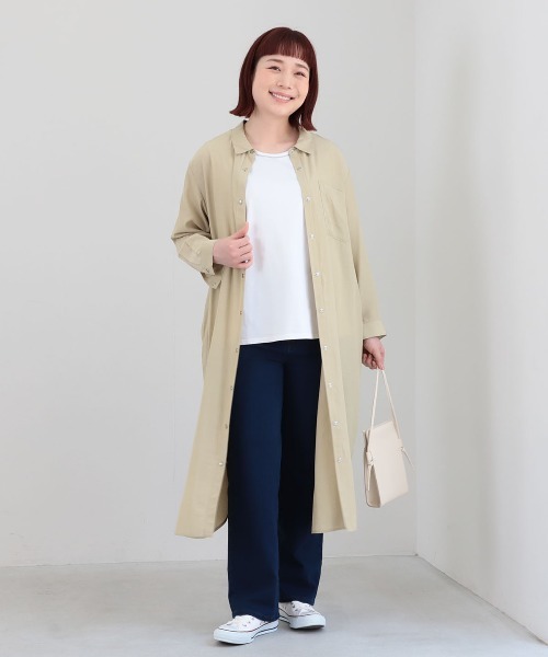 MB mint breeze(エムビーミントブリーズ)の「【L~5L 大きいサイズ】T/Rソフトローンシャツワンピース(シャツワンピース・レディース・チャコールグレー/カーキ・4L/3L/LL/5L/L)」の6枚目の写真