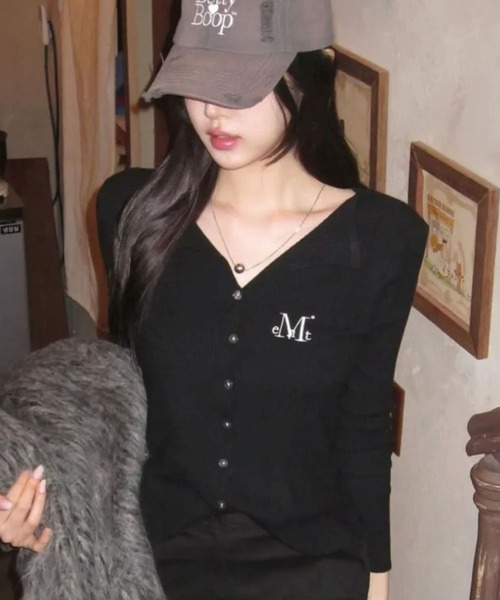 MUCENT（ムセント）の「MUCENT／KARINニットカーディガン（カーディガン/ボレロ・レディース・アイボリー/ブラック/ブラウン・FREE）」の2枚目の写真