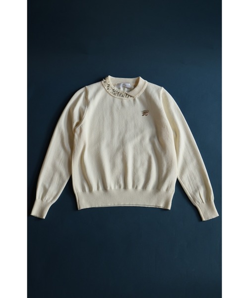 cawaii（カワイイ）の「アシンメトリーなビジューネックニットプルオーバートップス（ブローチ付き）（ニット/セーター・レディース・アイボリー・FREE）」の19枚目の写真