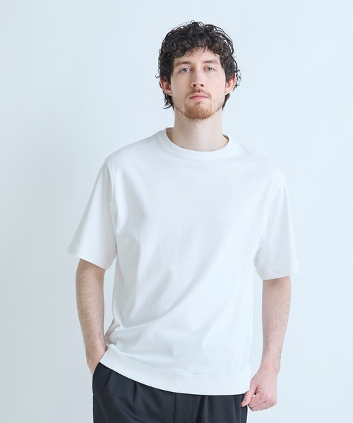 MEN'S BIGI（メンズビギ）の「スビンプラチナム スムースTシャツ（Tシャツ/カットソー・メンズ・チャコールグレー/ホワイト/ブラック・02/03）」の14枚目の写真