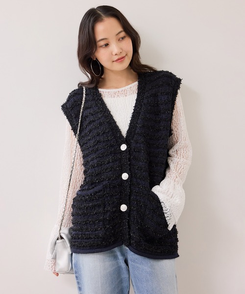 VIS(ビス)の「ツイードニットベスト/イージーケア(ベスト・レディース・ブルー系その他/ホワイト系その他5・FREE)」の6枚目の写真