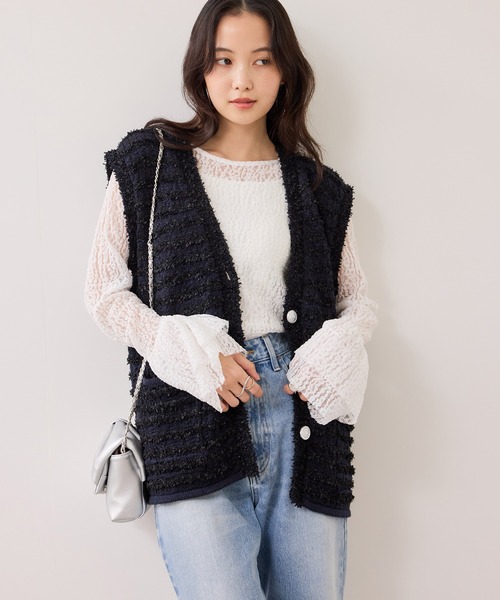 VIS(ビス)の「ツイードニットベスト/イージーケア(ベスト・レディース・ブルー系その他/ホワイト系その他5・FREE)」の7枚目の写真