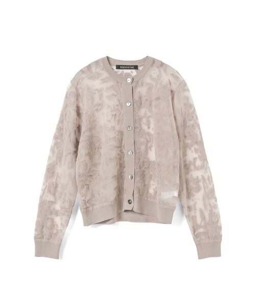 mizuiroind（ミズイロインド）の「mizuiro ind メッシュ刺繍クルーカーディガン（カーディガン/ボレロ・レディース・アイボリー/ネイビー/ベージュ・FREE）」の2枚目の写真