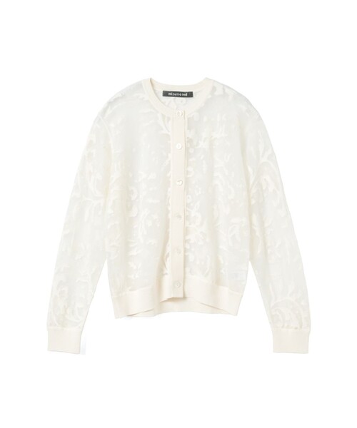 mizuiroind（ミズイロインド）の「mizuiro ind メッシュ刺繍クルーカーディガン（カーディガン/ボレロ・レディース・アイボリー/ネイビー/ベージュ・FREE）」の4枚目の写真
