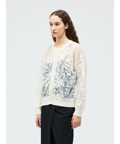 mizuiroind（ミズイロインド）の「mizuiro ind メッシュ刺繍クルーカーディガン（カーディガン/ボレロ・レディース・アイボリー/ネイビー/ベージュ・FREE）」の8枚目の写真