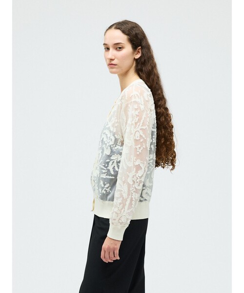 mizuiroind（ミズイロインド）の「mizuiro ind メッシュ刺繍クルーカーディガン（カーディガン/ボレロ・レディース・アイボリー/ネイビー/ベージュ・FREE）」の9枚目の写真