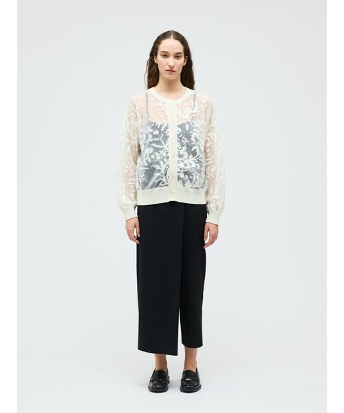 mizuiroind（ミズイロインド）の「mizuiro ind メッシュ刺繍クルーカーディガン（カーディガン/ボレロ・レディース・アイボリー/ネイビー/ベージュ・FREE）」の11枚目の写真