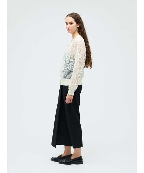 mizuiroind（ミズイロインド）の「mizuiro ind メッシュ刺繍クルーカーディガン（カーディガン/ボレロ・レディース・アイボリー/ネイビー/ベージュ・FREE）」の13枚目の写真