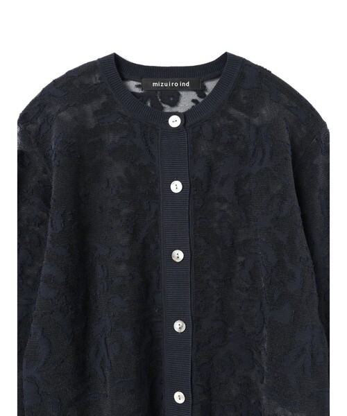mizuiroind（ミズイロインド）の「mizuiro ind メッシュ刺繍クルーカーディガン（カーディガン/ボレロ・レディース・アイボリー/ネイビー/ベージュ・FREE）」の16枚目の写真