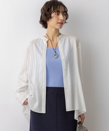 23区 S（ニジュウサンクチイサイサイズ）の「ドビーストライプ バックタックフレアブラウス（シャツ/ブラウス）」