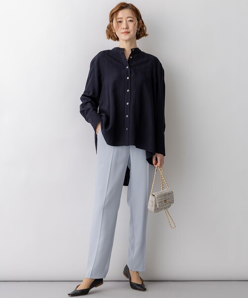 23区 S(ニジュウサンクチイサイサイズ)の「ドビーストライプ バックタックフレアブラウス(シャツ/ブラウス・レディース・ネイビー系1/スカイブルー系1/ホワイト系1・32)」の12枚目の写真