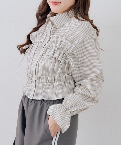 Another Branch olive des olive(アナザーブランチオリーブデオリーブ)の「フリルショートブラウス(シャツ/ブラウス・レディース・ブルー系その他/オフホワイト/ブルー/ブラック系その他/ホワイト系その他・FREE)」の7枚目の写真