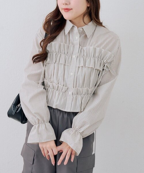 Another Branch olive des olive(アナザーブランチオリーブデオリーブ)の「フリルショートブラウス(シャツ/ブラウス・レディース・ブルー系その他/オフホワイト/ブルー/ブラック系その他/ホワイト系その他・FREE)」の10枚目の写真