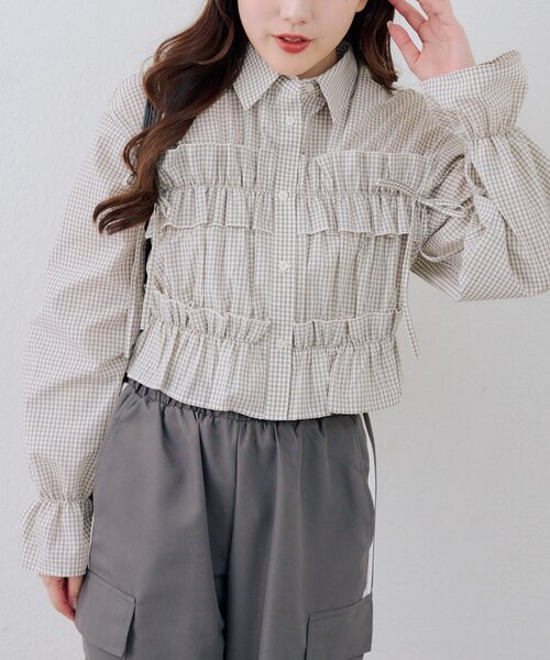 Another Branch olive des olive(アナザーブランチオリーブデオリーブ)の「フリルショートブラウス(シャツ/ブラウス・レディース・ブルー系その他/オフホワイト/ブルー/ブラック系その他/ホワイト系その他・FREE)」の11枚目の写真