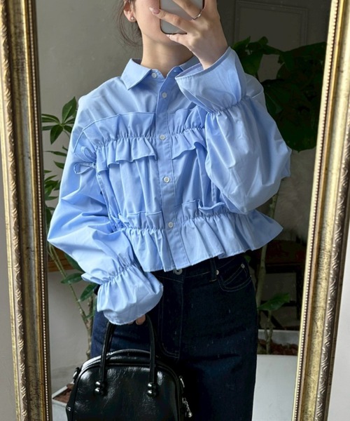 Another Branch olive des olive(アナザーブランチオリーブデオリーブ)の「フリルショートブラウス(シャツ/ブラウス・レディース・ブルー系その他/オフホワイト/ブルー/ブラック系その他/ホワイト系その他・FREE)」の15枚目の写真