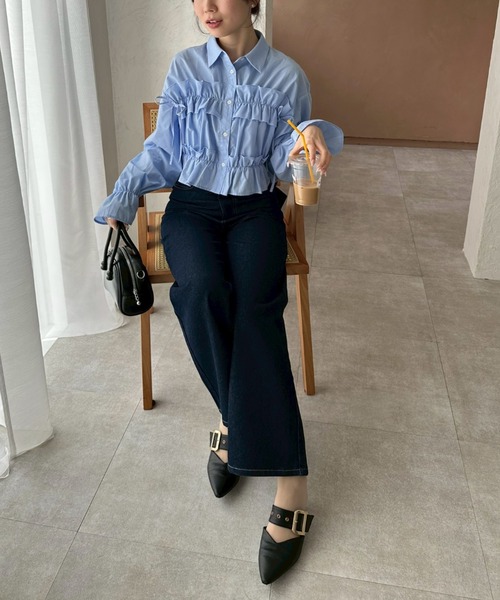 Another Branch olive des olive(アナザーブランチオリーブデオリーブ)の「フリルショートブラウス(シャツ/ブラウス・レディース・ブルー系その他/オフホワイト/ブルー/ブラック系その他/ホワイト系その他・FREE)」の17枚目の写真