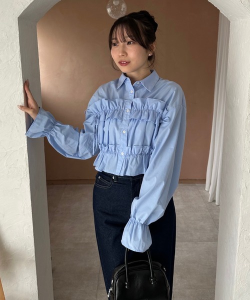 Another Branch olive des olive(アナザーブランチオリーブデオリーブ)の「フリルショートブラウス(シャツ/ブラウス・レディース・ブルー系その他/オフホワイト/ブルー/ブラック系その他/ホワイト系その他・FREE)」の20枚目の写真