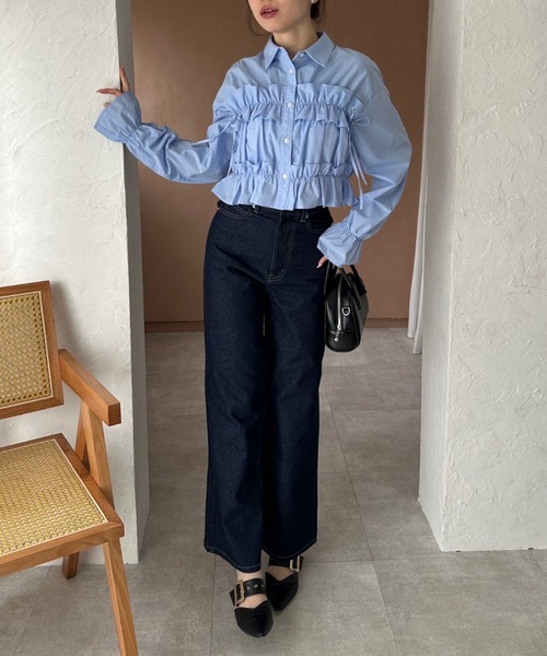 Another Branch olive des olive(アナザーブランチオリーブデオリーブ)の「フリルショートブラウス(シャツ/ブラウス・レディース・ブルー系その他/オフホワイト/ブルー/ブラック系その他/ホワイト系その他・FREE)」の21枚目の写真