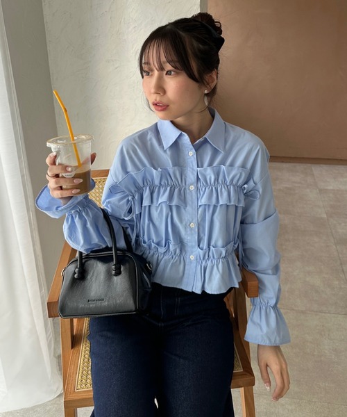 Another Branch olive des olive(アナザーブランチオリーブデオリーブ)の「フリルショートブラウス(シャツ/ブラウス・レディース・ブルー系その他/オフホワイト/ブルー/ブラック系その他/ホワイト系その他・FREE)」の14枚目の写真