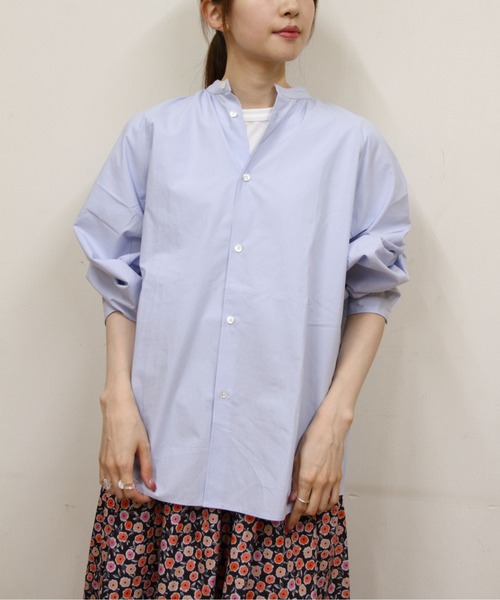 ORCIVAL（オーシバル）の「ORCIVAL/オーシバル　ラグランブラウス　RAGLAN BLOUSE　OR-B0320 OTD（シャツ/ブラウス・レディース・サックスブルー/アイボリー・1）」の2枚目の写真